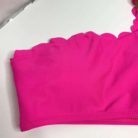 Womens 2 Piece One Shoulder Swimsuit Size Small Hot Pink High Waist - Picture 8 of 16